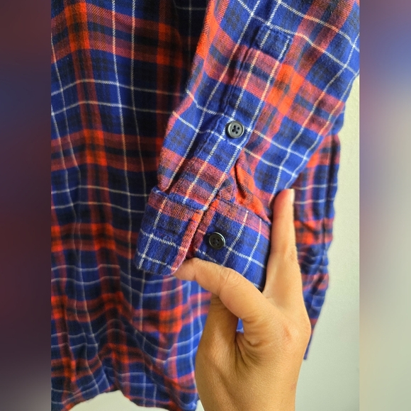 J.Crew,  Flannel Shirt Dress with Pockets, Red/Blue Plaid, Size XS - Picture 6 of 7
